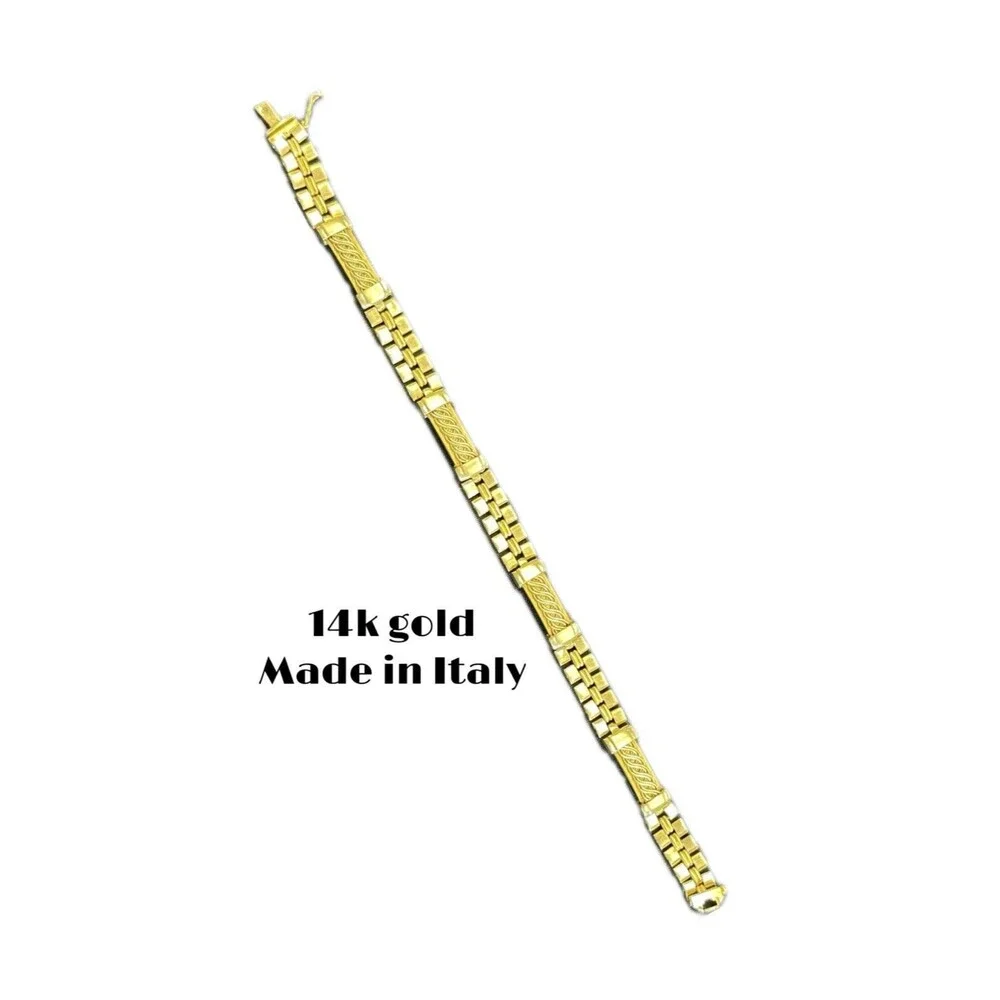 Vintage MCM 23g Solid 14K Italian Gold Artisan Jubilee Link Watch Bracelet Italy